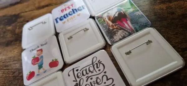 picture / photo pin badges 2" x 2" square
